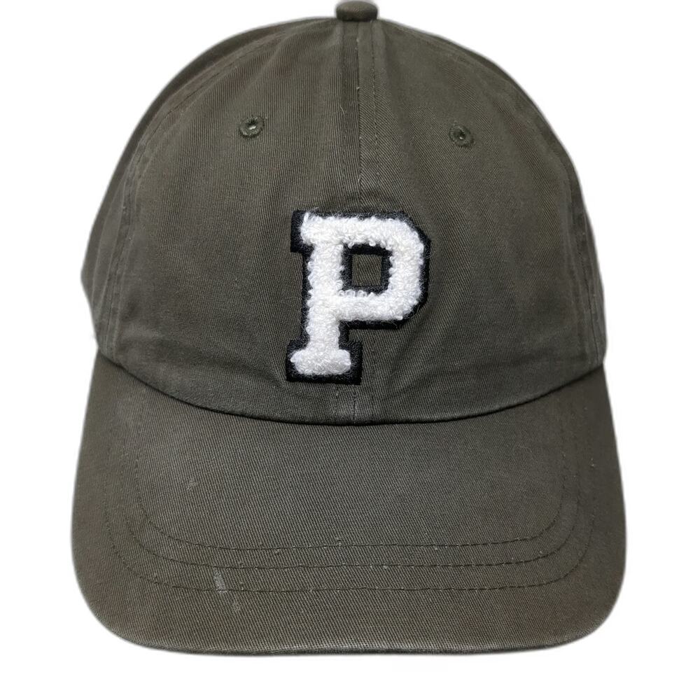 PINK Victoria's Secret Baseball Cap Green One Size P Patch Hat Slideback Cotton